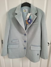 New Joy by Lily x Smiley World Egg Duck Blue Wool Blend Badge Blazer Jacket Coat