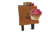 'SCHOOL DAYS' old fashion desk, BASKET A+ TEACHER, apple pin, SM BLACKBOARD (A)