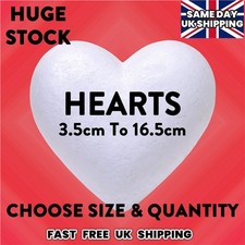 Solid Polystyrene Hearts 3.5cm -16.5cm 2in - 6.5in PICK QUANTITY - craft hearts