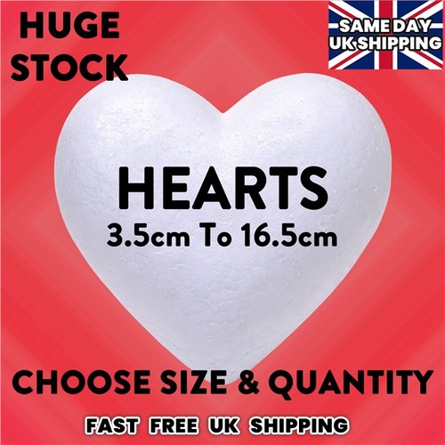 Solid polystyrene hearts 5cm - polystyrene,