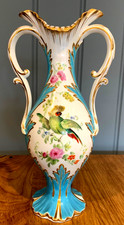 Stunning Antique Coalport Turquiose Ground Rococo Vase 9.5 ins / 24cms