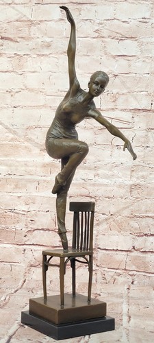 Bronze chair dancer figurine - bronze,