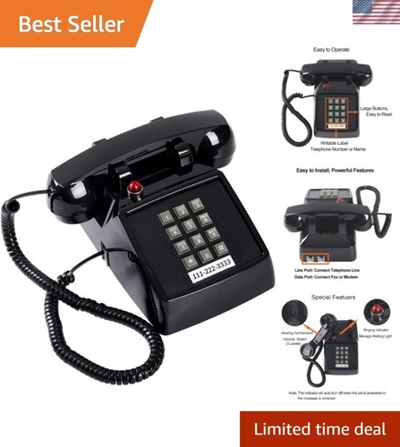Old school black corded - black, desk