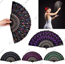 Spanish Silk Lace Hand Fan Floral Embroidery Folding Fan Bride Wedding Party UK