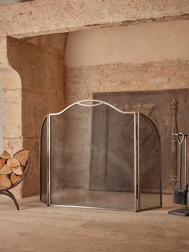 Curved fireplace screen - fireplace,