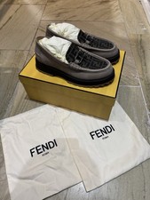 Fendi O'Lock Loafer Leather Brown Jacquard FF Logo Size UK 7 EU 41 US 8
