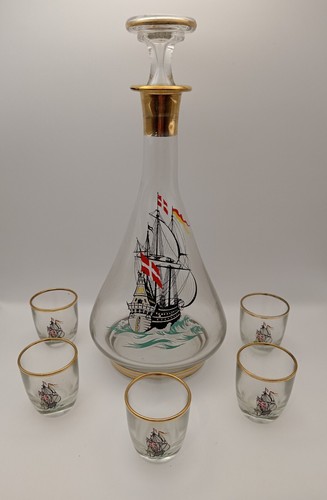 Vintage ship glass decanter - vintage,