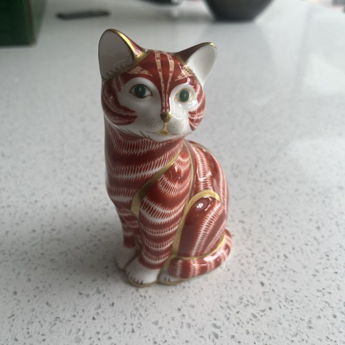 Royal crown derby ginger - crown, cat
