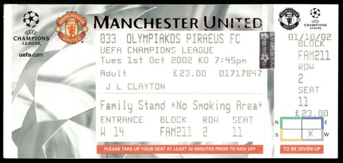 Ticket 2002 manchester united - 2002,