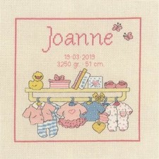 Permin Cross Stitch Kit - Baby Girl Sampler, Birth