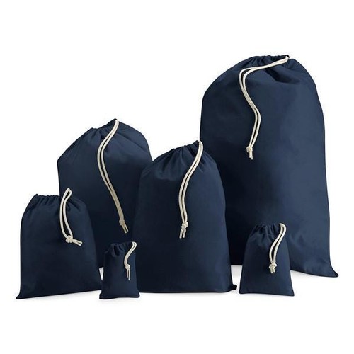 Cotton drawstring bag navy - cotton,