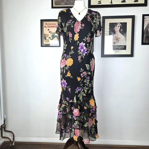 Vintage 90s floral chiffon - floral,