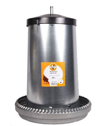 Galvanised poultry feeder 25l - poultry,
