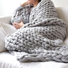Luxury Chunky Wooly Hand Knitted Cable Knit Blanket Living Room Sofa Bed Throw