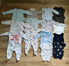 Baby Boy Clothes Bundle 0-3 Months NEXT M&S Nutmeg Mothercare Set Of Sleepsuits
