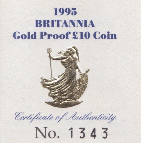1995 britannia gold proof ten - britannia,