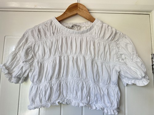 Zara crop top white cotton - white,