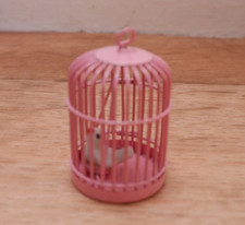 Vintage Wrought Iron Metal Dolls House Furniture Bird In A Cage Pink