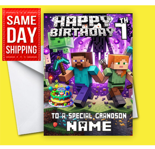 Minecraft birthday card - minecraft,
