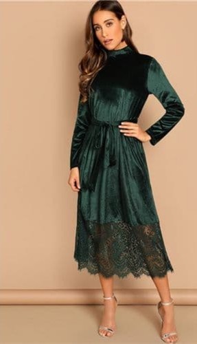 Shein emerald green velvet - green,