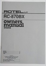 Rotel RC-870BX Owners Manual