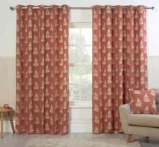 1 Pair Of ESTER Fern Leaf Design Eyelet Header Lined Curtains - 3 Colours