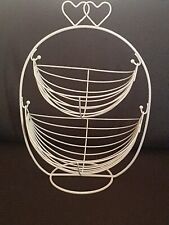 2 Tier Metal Swing Vegetable Fruit Basket Storage Rack Stand Bowl Vintage 