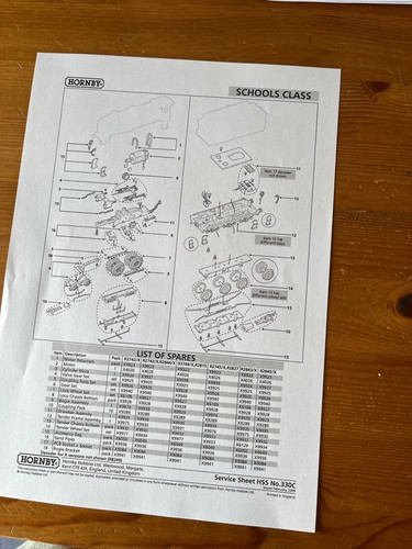 Hornby service sheet schools - sheet,