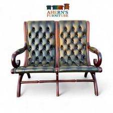 Vintage Antique Green Leather Chesterfield Slipper Sofa FREE DELIVERY