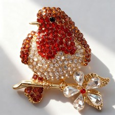 Large Rhinestone Red Breasted