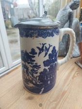 Willow Pattern Jug With Metal