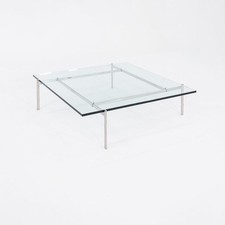 2023 Poul Kjaerholm for Fritz Hansen PK61A Glass & Stainless Coffee Table 49x49