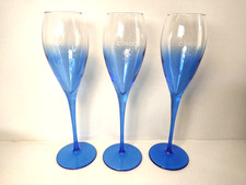 Ciroc Vodka - 3 x  Champagne Cocktail Blue Glass Flutes 10 ” Tall