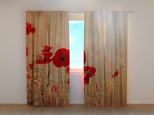 3D Photo Curtain Printed Red