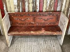 5`8" Old Rustic Hand Painted Pine Settle Pew Wooden
