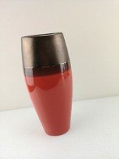 Tall Red & Bronze Oval Pottery Decor Vase Pot 32 cm H VGC