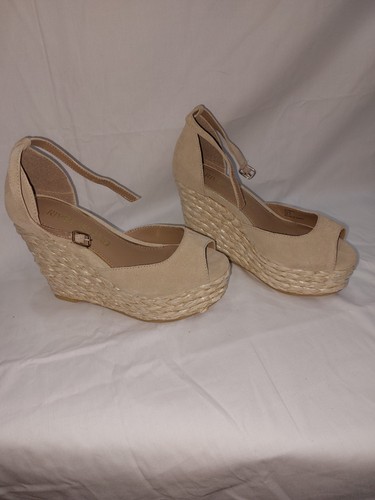 Ladies raffia wedge shoes with - ladies,