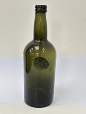 59627 Old Vintage Antique Black Glass Bottle Wine Sealed WILLIAM Mallet Onion