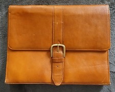 Stunning Vintage Brown Leather Buckle Portfolio With A4 Binder And Tartan Detail