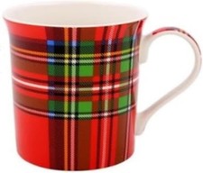 Set of 4 Tartan Ceramic Mugs -