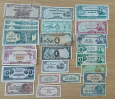 Twenty-four WWII Japanese Invasion Currency Banknotes