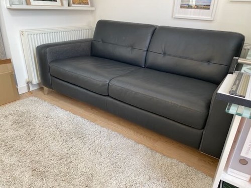 Leather three seater - leather, bed