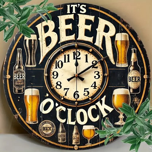Beer clock bar man cave - beer, o'clock