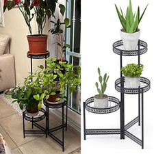 Foldable Plant Stand Wrought Iron Flower Pots Holder Corner Planter Containe UK