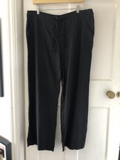 ATMOSPHERE Size 14 W36in L31in Black Linen Wide Leg Trousers With Pockets