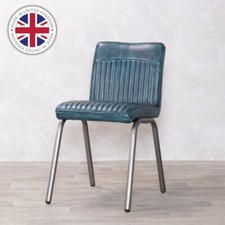 FAUX LEATHER DINING CHAIR BLUE
