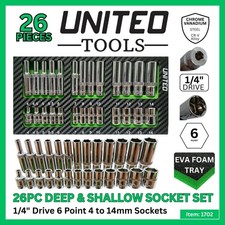 26PC Socket Set 1/4" Drive CrV