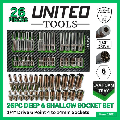 26pc socket set drive crv - socket,