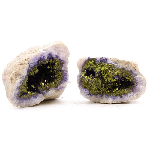 Coloured calsite geodes - coloured,