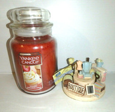 YANKEE CANDLE 22 oz SUGARED CINNAMON APPLE Candle + BOUTIQUE Topper  NEW / HTF